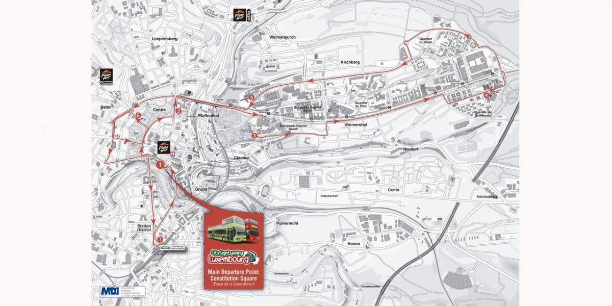 mapa de hop on hop off Luxemburgo
