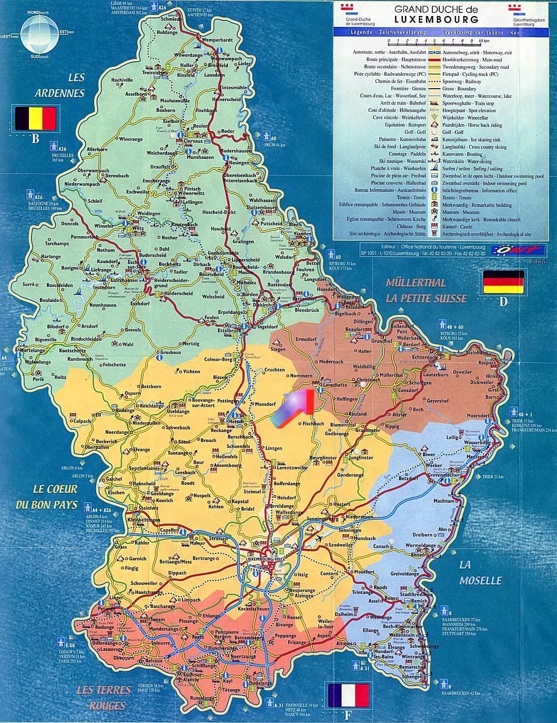 mapa de Luxemburgo mapa turístico de lugares de interés