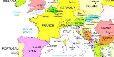 Mapa de europa, mostrando Luxemburgo